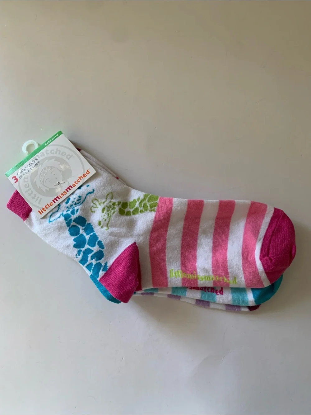 NWT LittleMissMatched Set of 3 Single Colorful Socks - Animals / Giraffe / Zebra